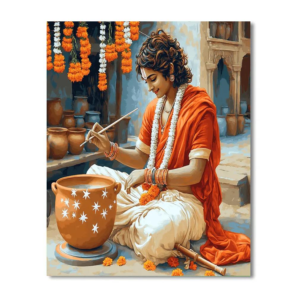 Krishna Painting Constellations On A Pottery Wheel Paint by numbers art