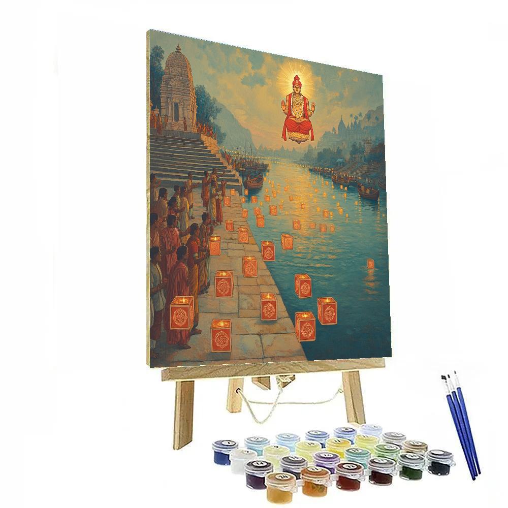 River Festival With Brahma Lanterns Number painting