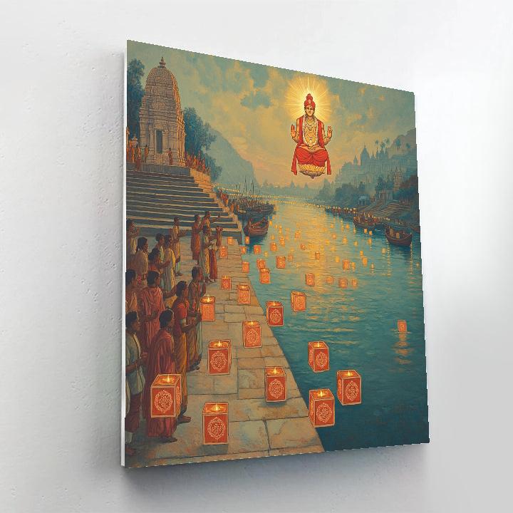 River Festival With Brahma Lanterns Number painting
