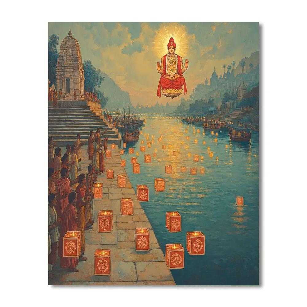 River Festival With Brahma Lanterns Number painting