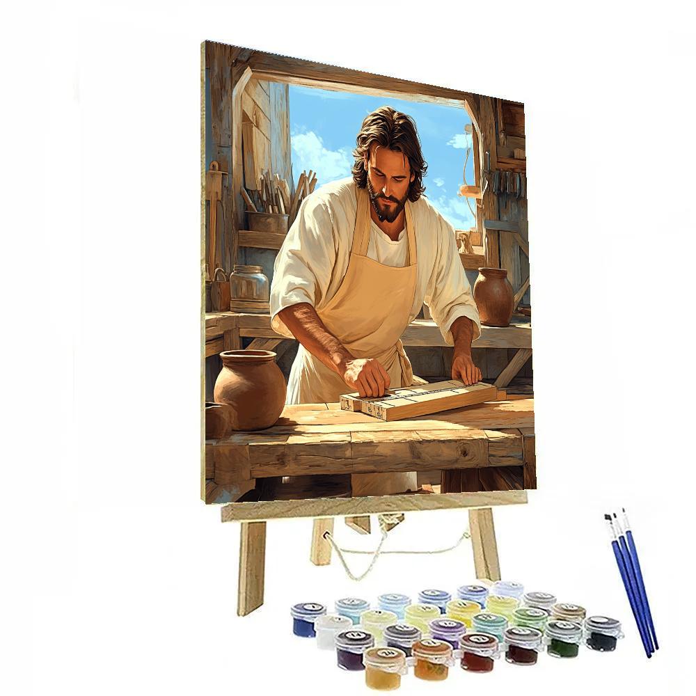 Carpenter Bench Jesus Study paint by color