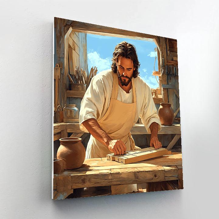 Carpenter Bench Jesus Study paint by color