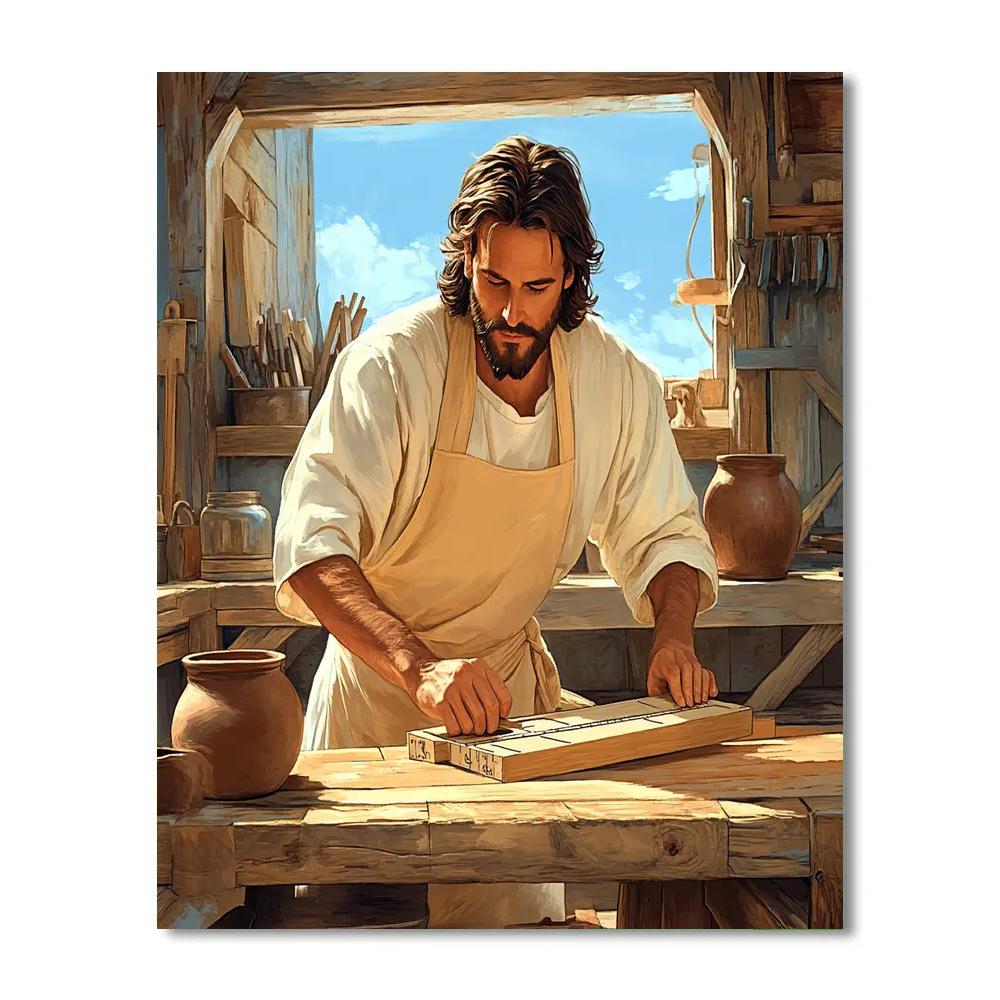 Carpenter Bench Jesus Study paint by color