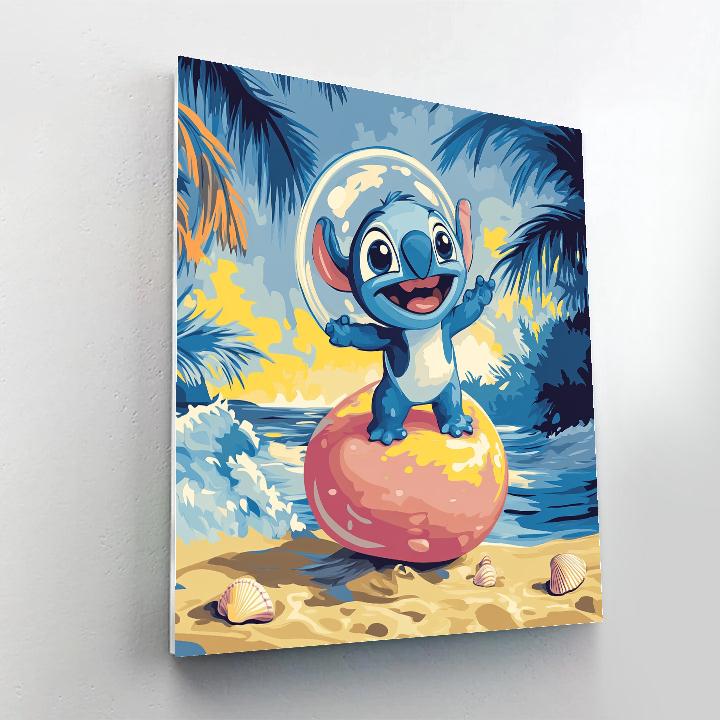 Stitch Tropical Bubble Surf Lesson Painting by numbers kit