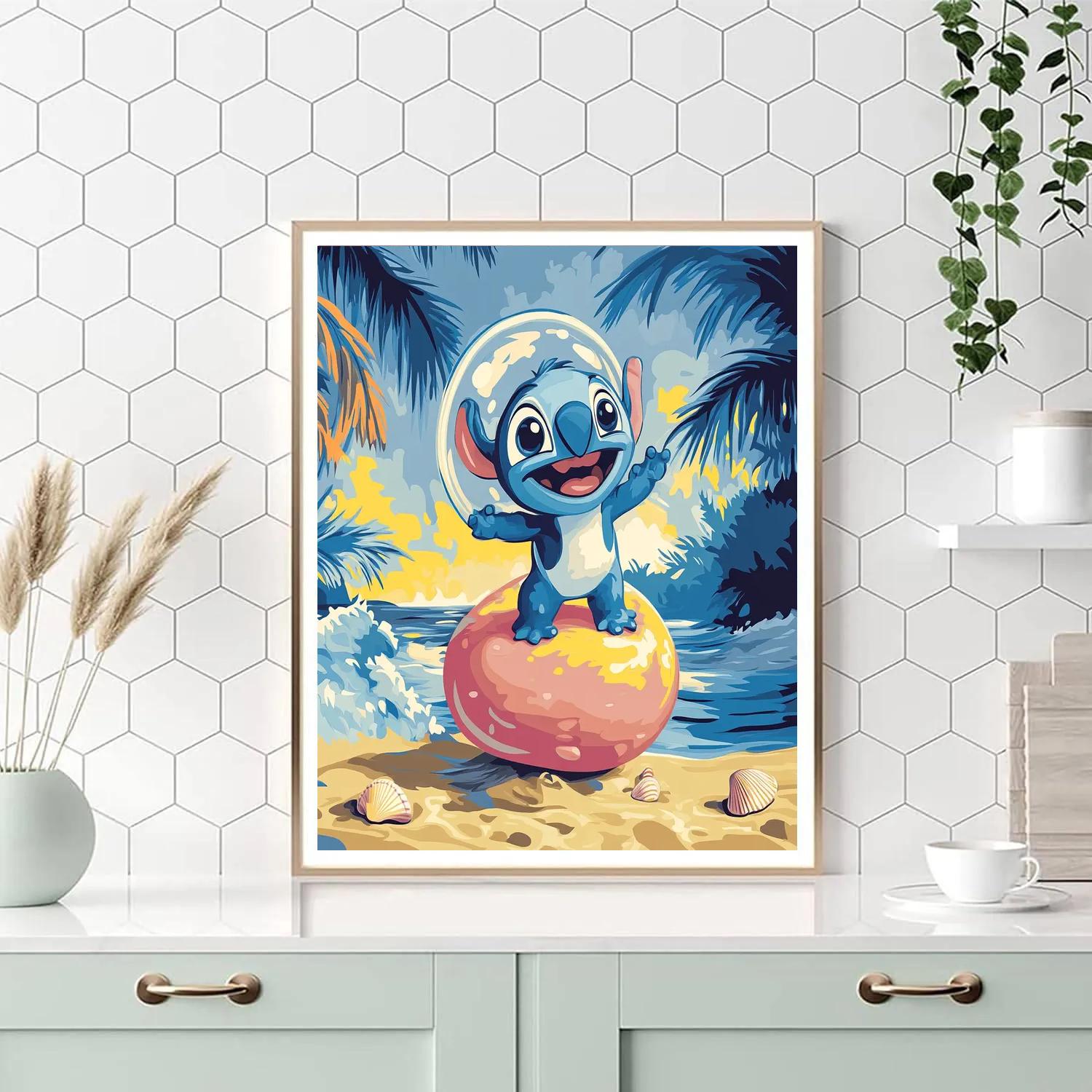 Stitch Tropical Bubble Surf Lesson Painting by numbers kit