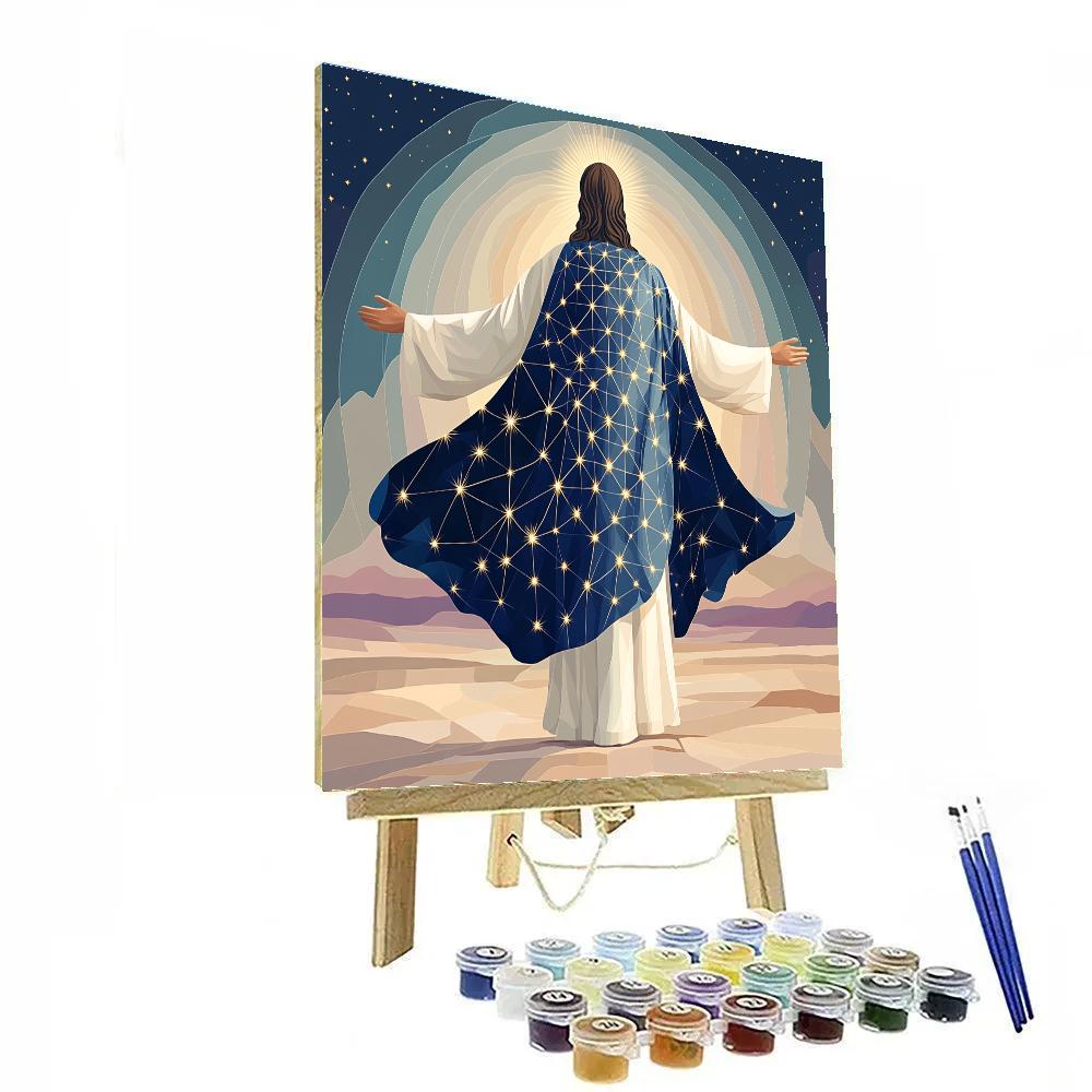 Jesus With Constellation Lattice Number painting