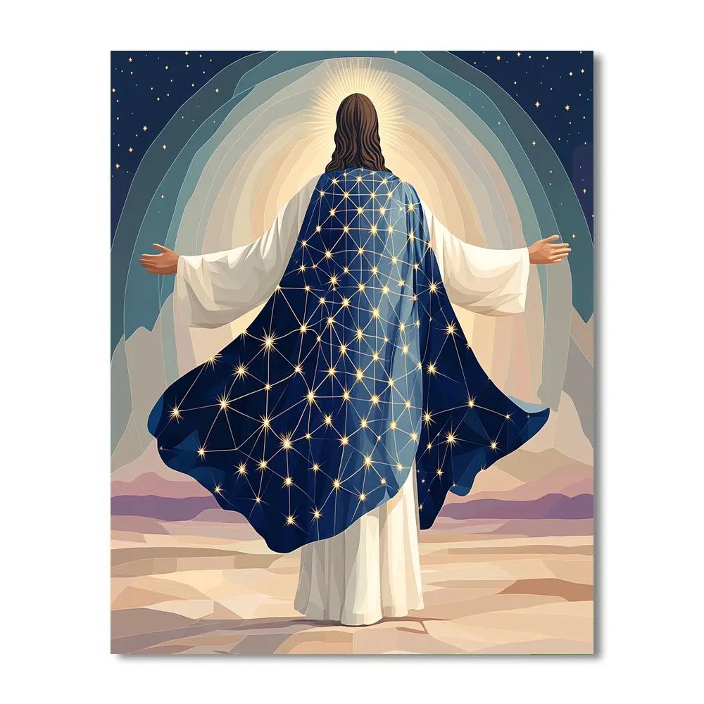 Jesus With Constellation Lattice Number painting