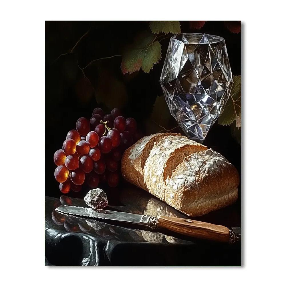 Caravaggio Inspired Still Life With Crystal Meteorite Paint by numbers kits