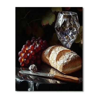 Caravaggio Inspired Still Life With Crystal Meteorite Paint by numbers kits