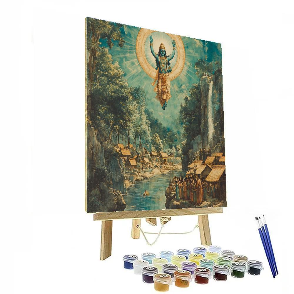 Vishnu Protecting A Village Under A Shield Of Light Paint by numbers kits