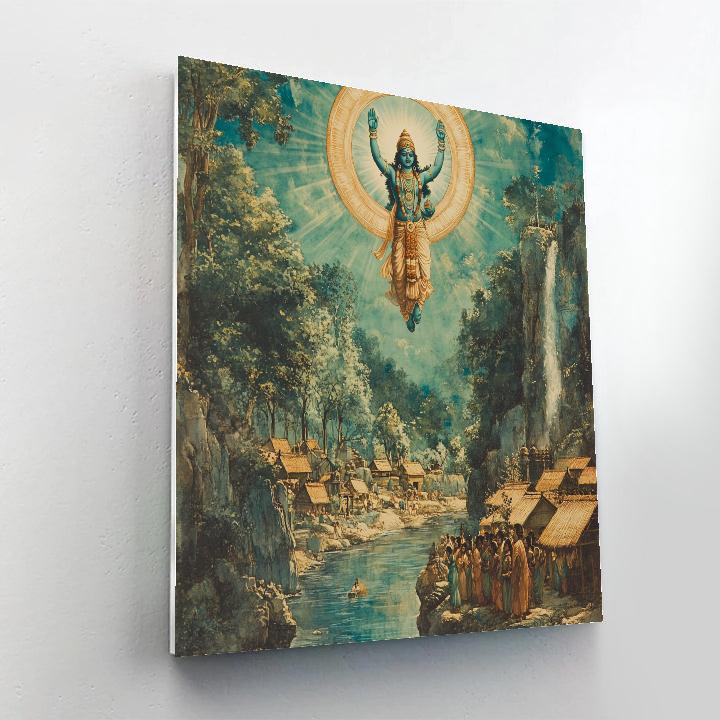 Vishnu Protecting A Village Under A Shield Of Light Paint by numbers kits