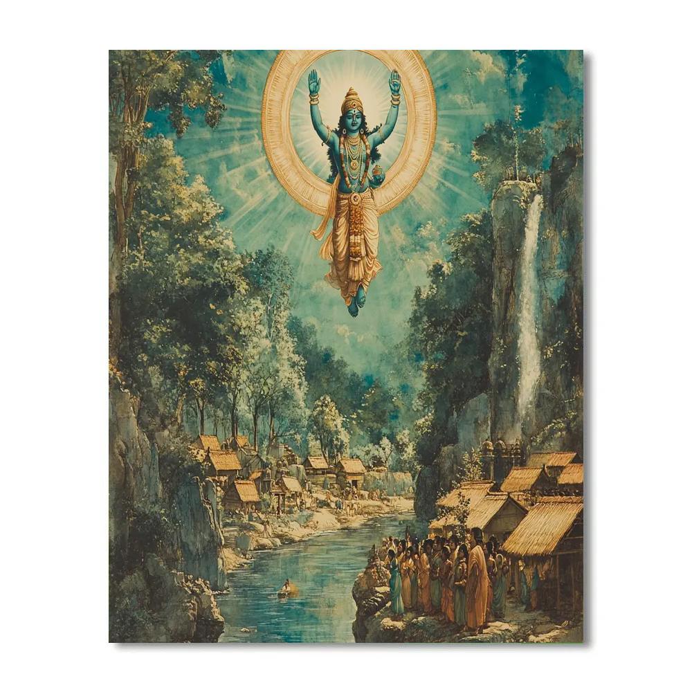 Vishnu Protecting A Village Under A Shield Of Light Paint by numbers kits