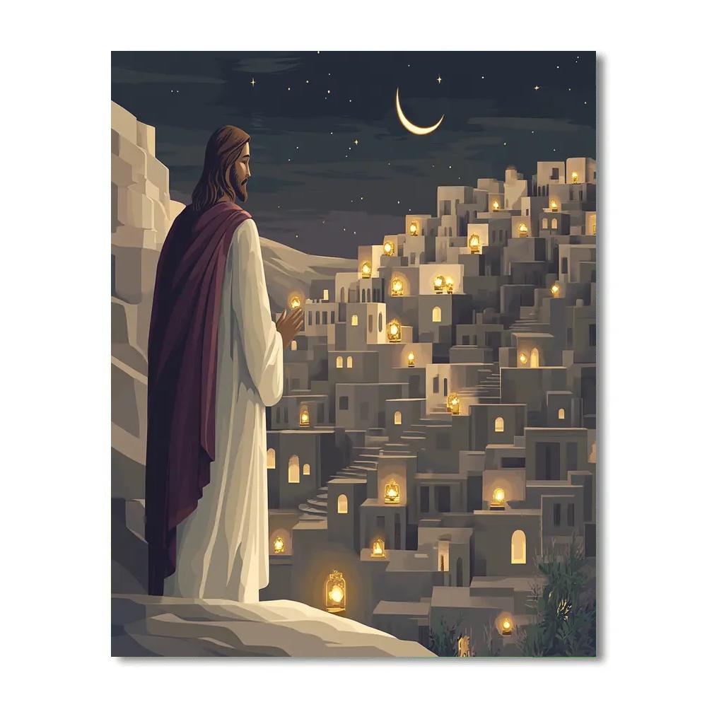 Jesus And The City Of Quiet Lamps Paint by numbers kits