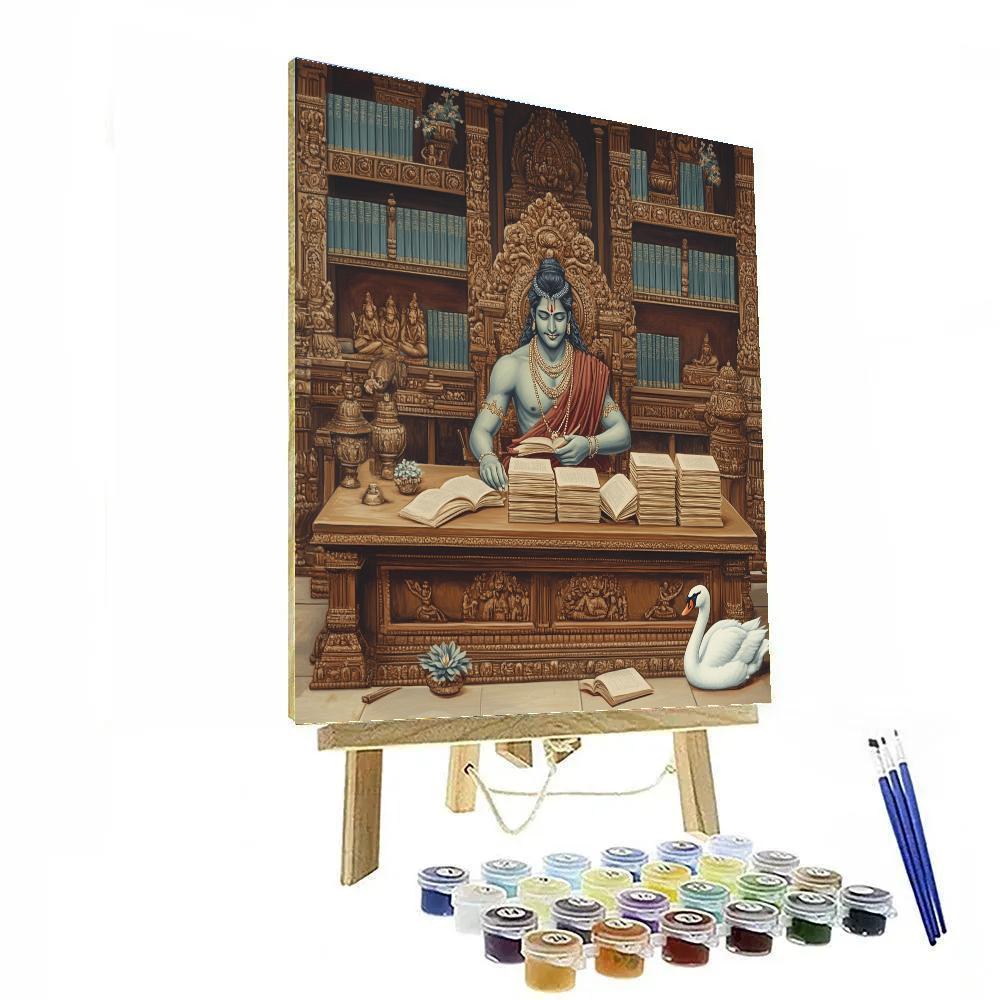 Temple Library With Brahma Manuscripts Numbered painting kits