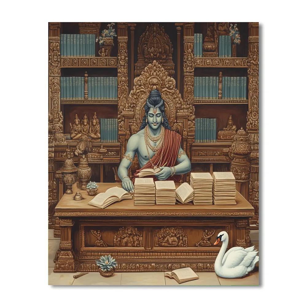 Temple Library With Brahma Manuscripts Numbered painting kits