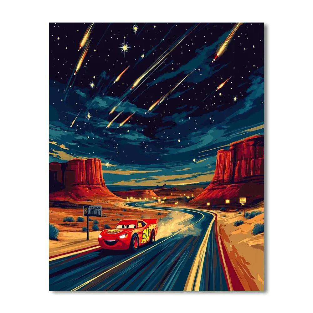 Lightning McQueen Desert Meteor Dash Number painting