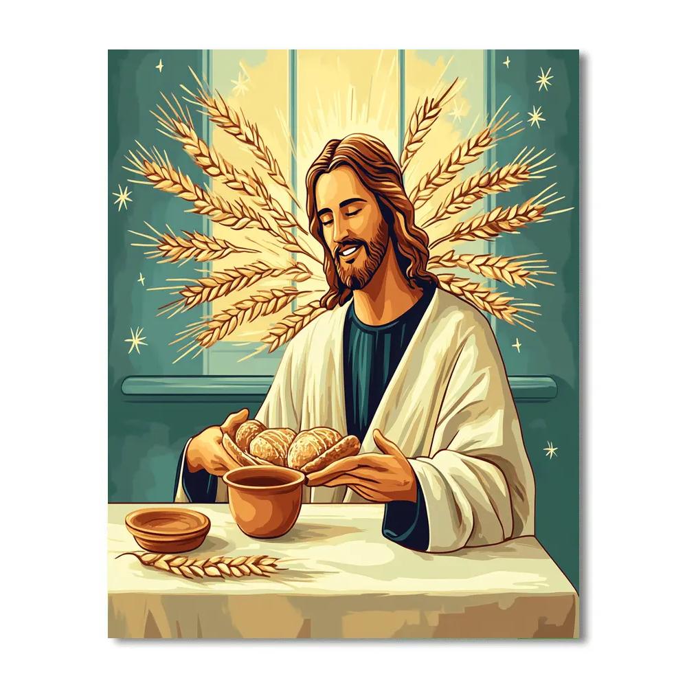Jesus Bread And Star Wheat paint by color