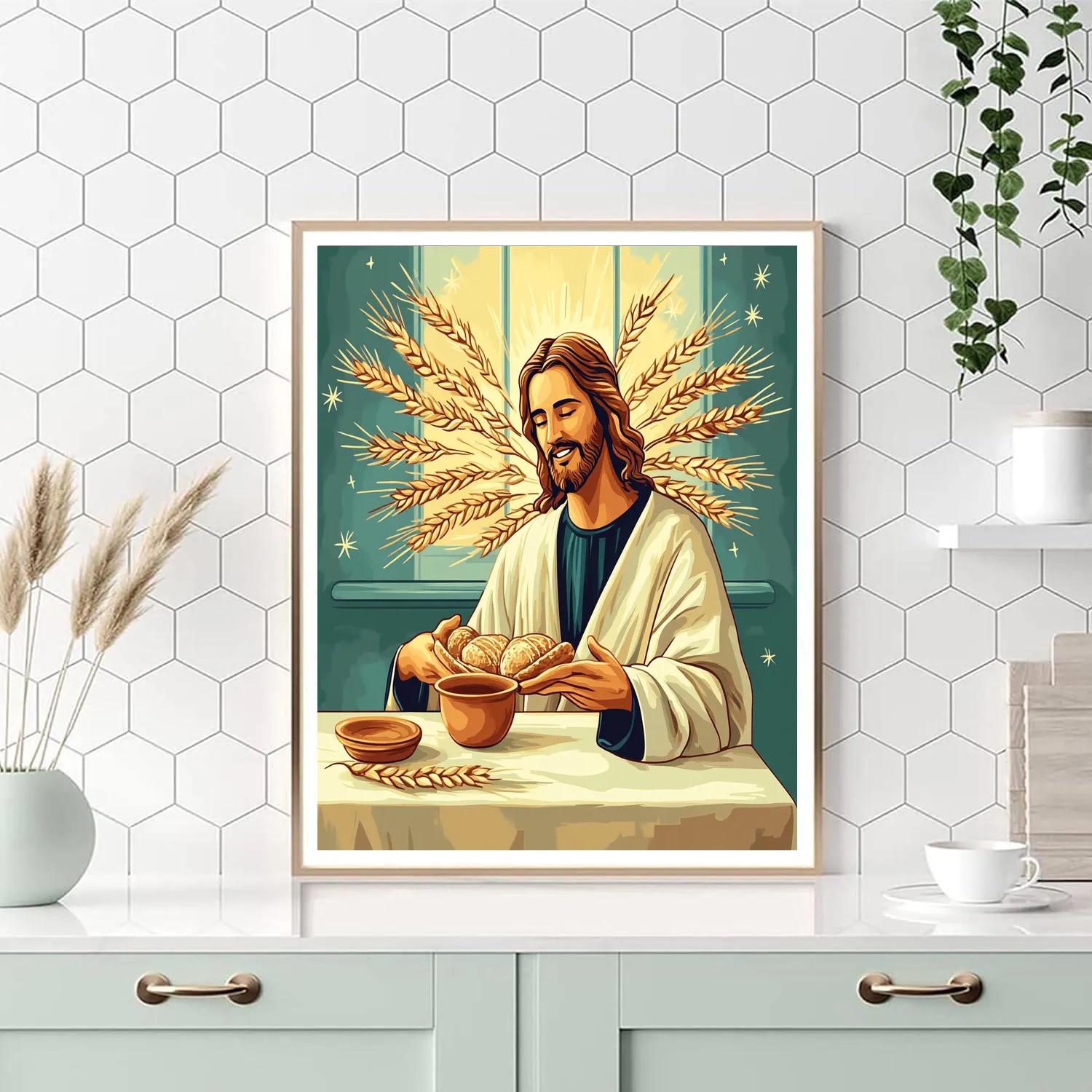 Jesus Bread And Star Wheat paint by color