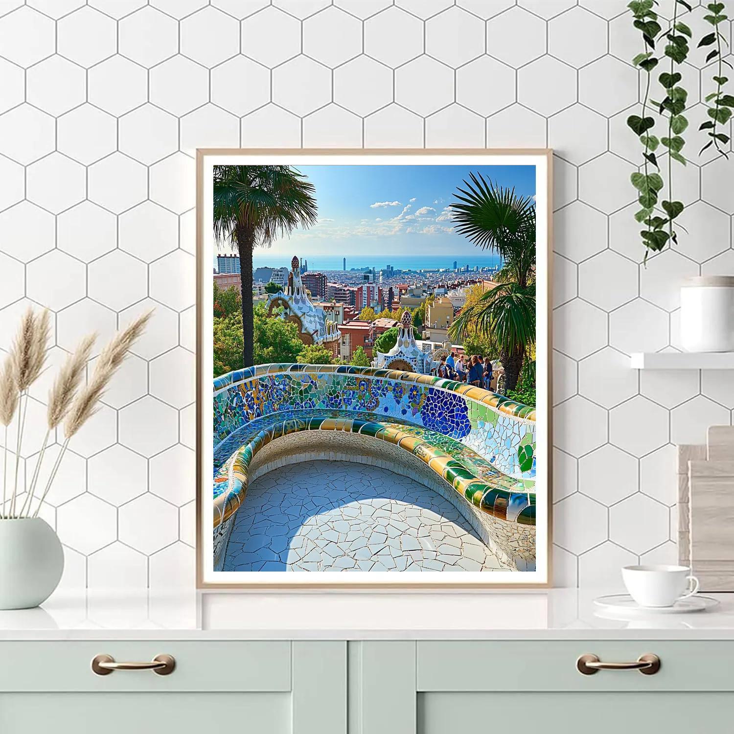 Cappadocia Not Included Park Guell Terrace Views - Barcelona, Spain DIY paint by numbers