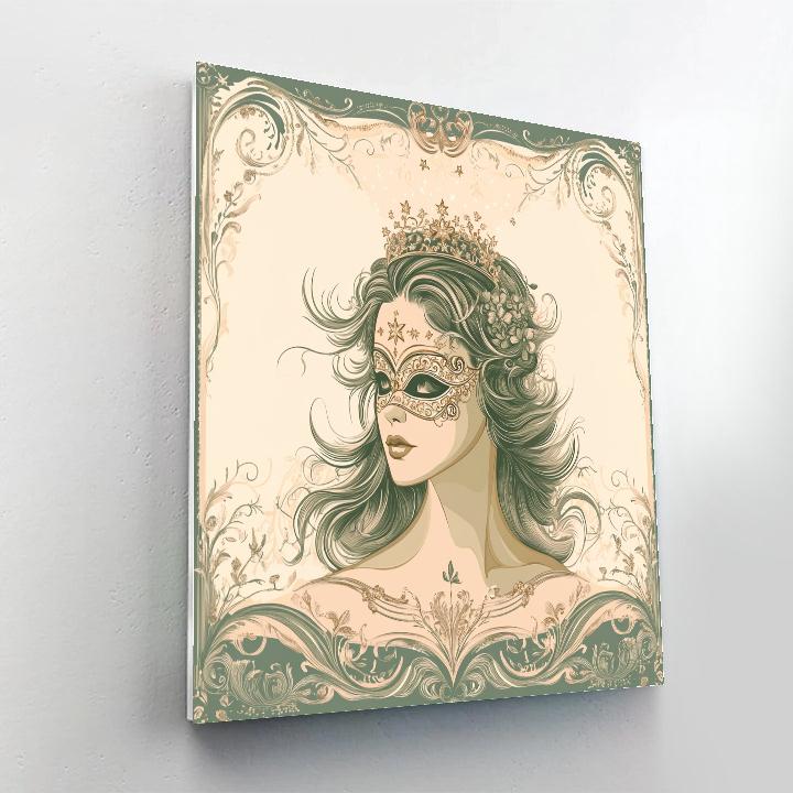 Alphonse Mucha Inspired Masquerade With Star Crown Paint by numbers art