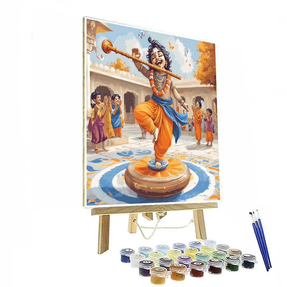 Krishna Balancing On A Giant Spinning Top Number painting