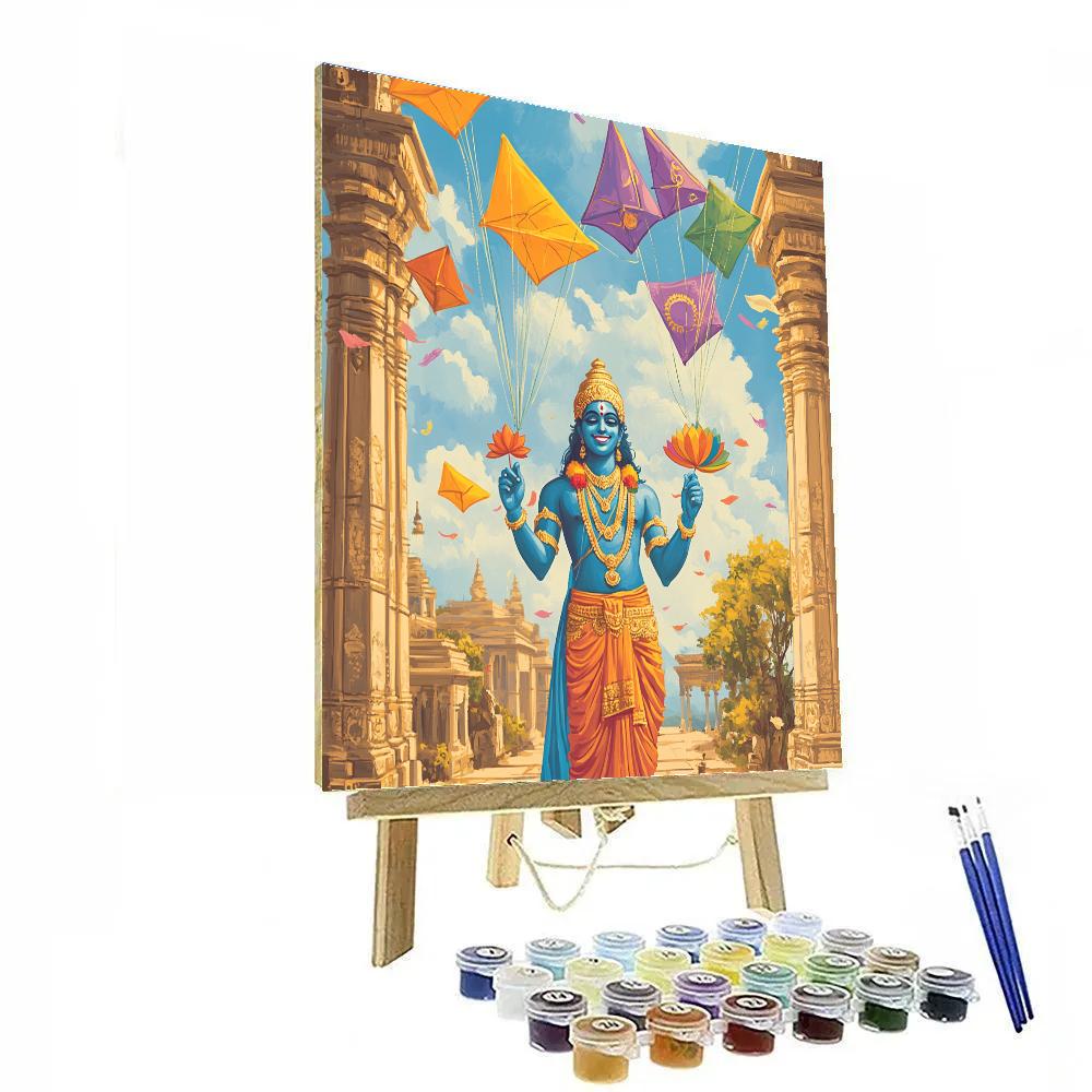 Vishnu And The Four Symbols As Floating Kites painting number kit