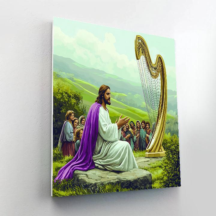 Jesus Teaching Under Wind Harp Number painting