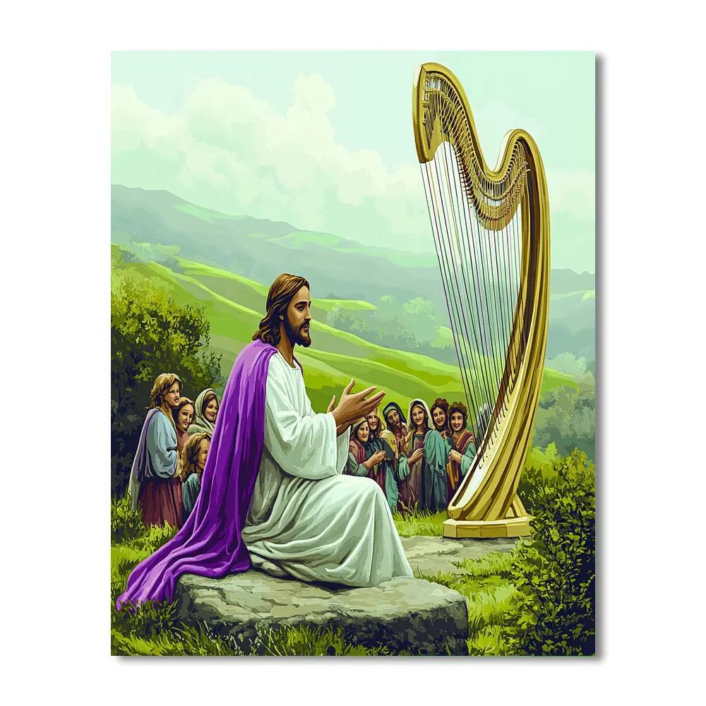 Jesus Teaching Under Wind Harp Number painting
