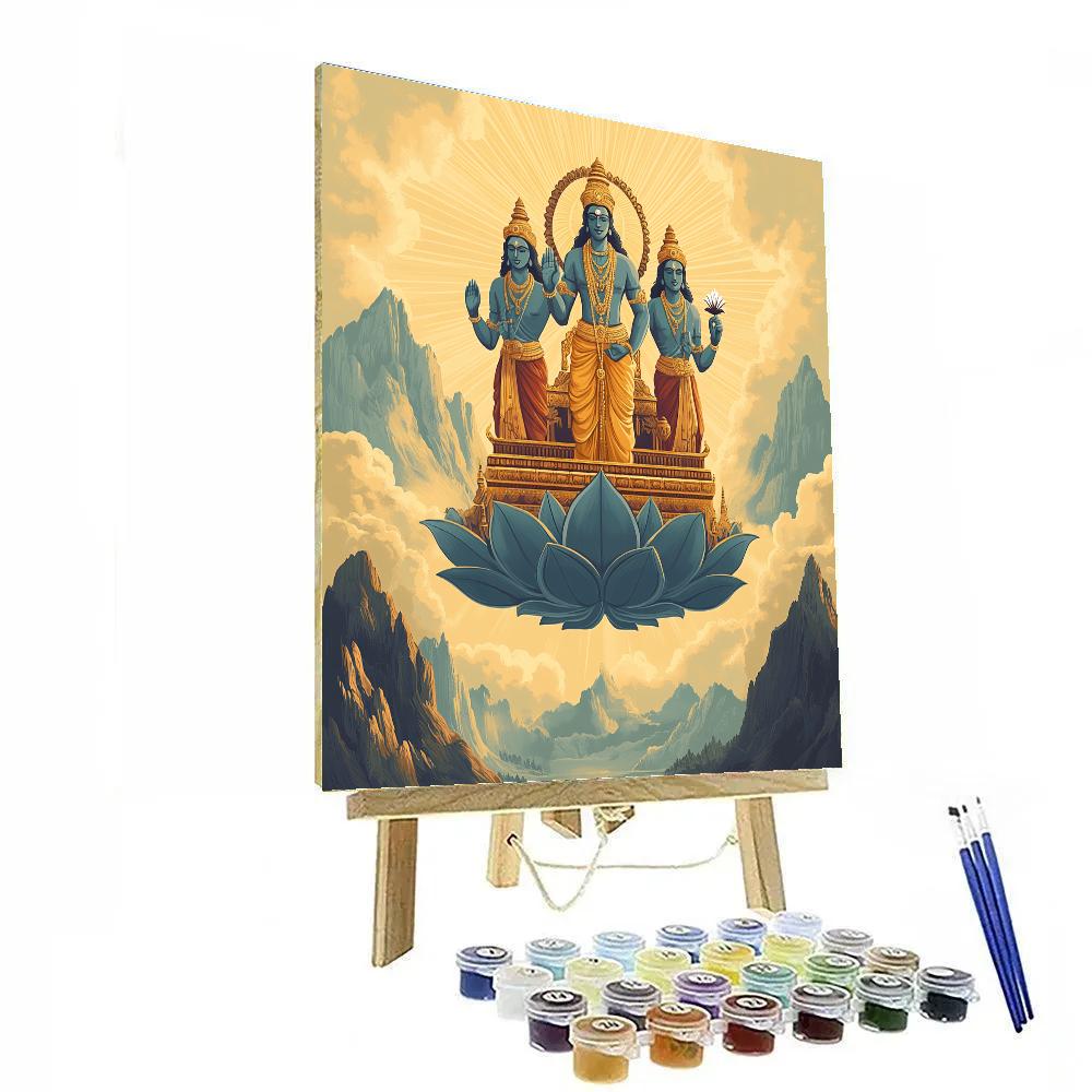 Brahma Sky Chariot Over Mountain Peaks Paint by numbers art