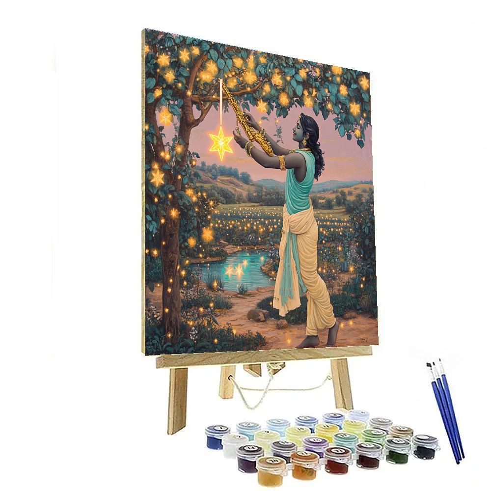 Krishna And The Starfruit Orchard At Dusk painting number kit
