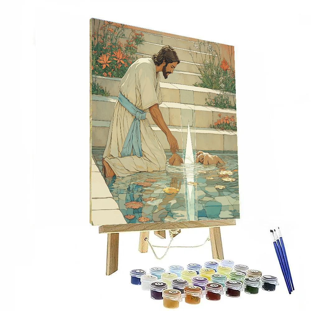 Jesus Healing With Prism Water paint by color