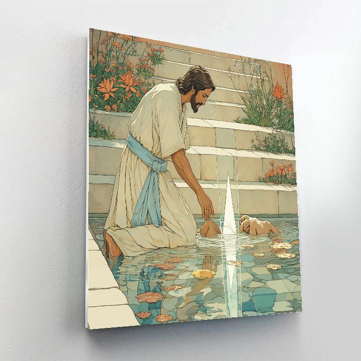 Jesus Healing With Prism Water paint by color
