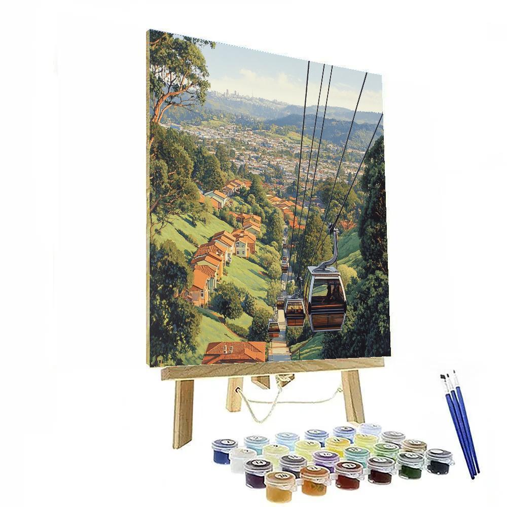 Medellin Metrocable Over Green Hills - Medellin, Colombia Painting by numbers kit