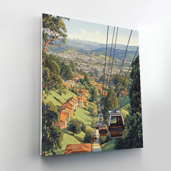 Medellin Metrocable Over Green Hills - Medellin, Colombia Painting by numbers kit