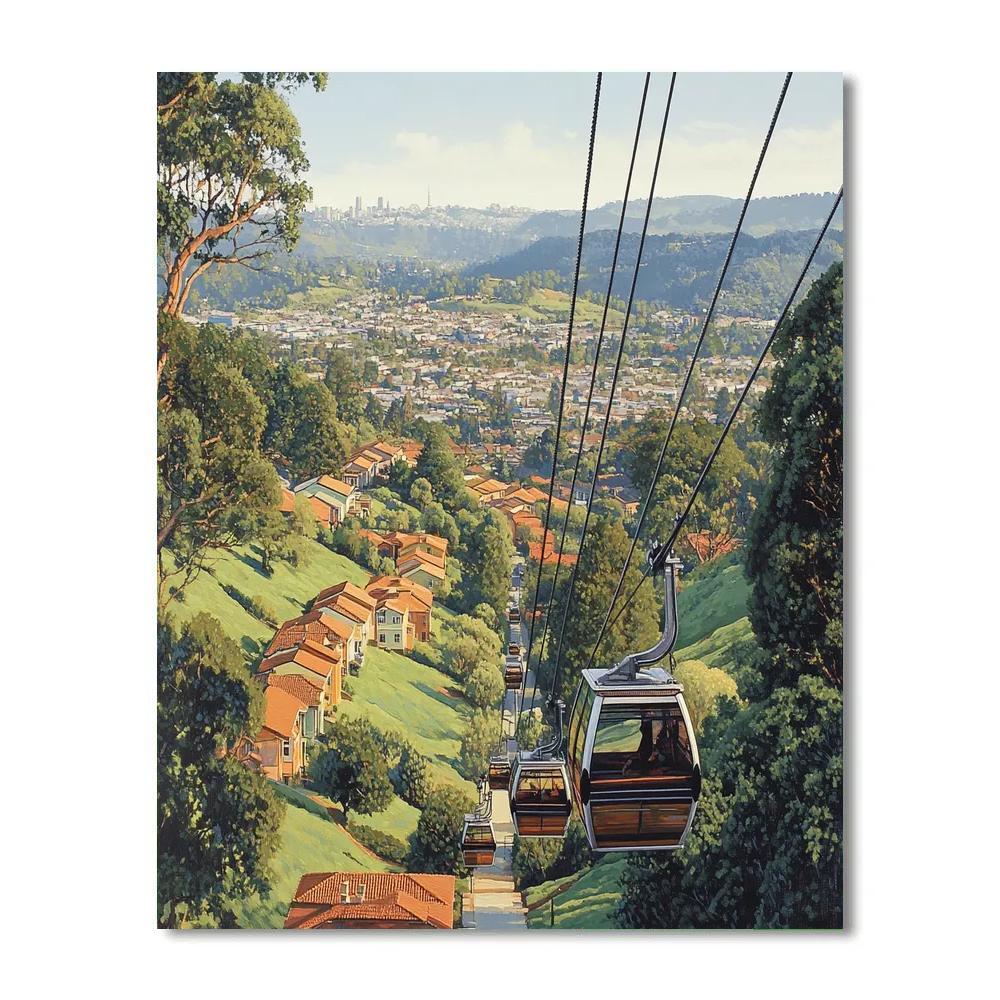 Medellin Metrocable Over Green Hills - Medellin, Colombia Painting by numbers kit