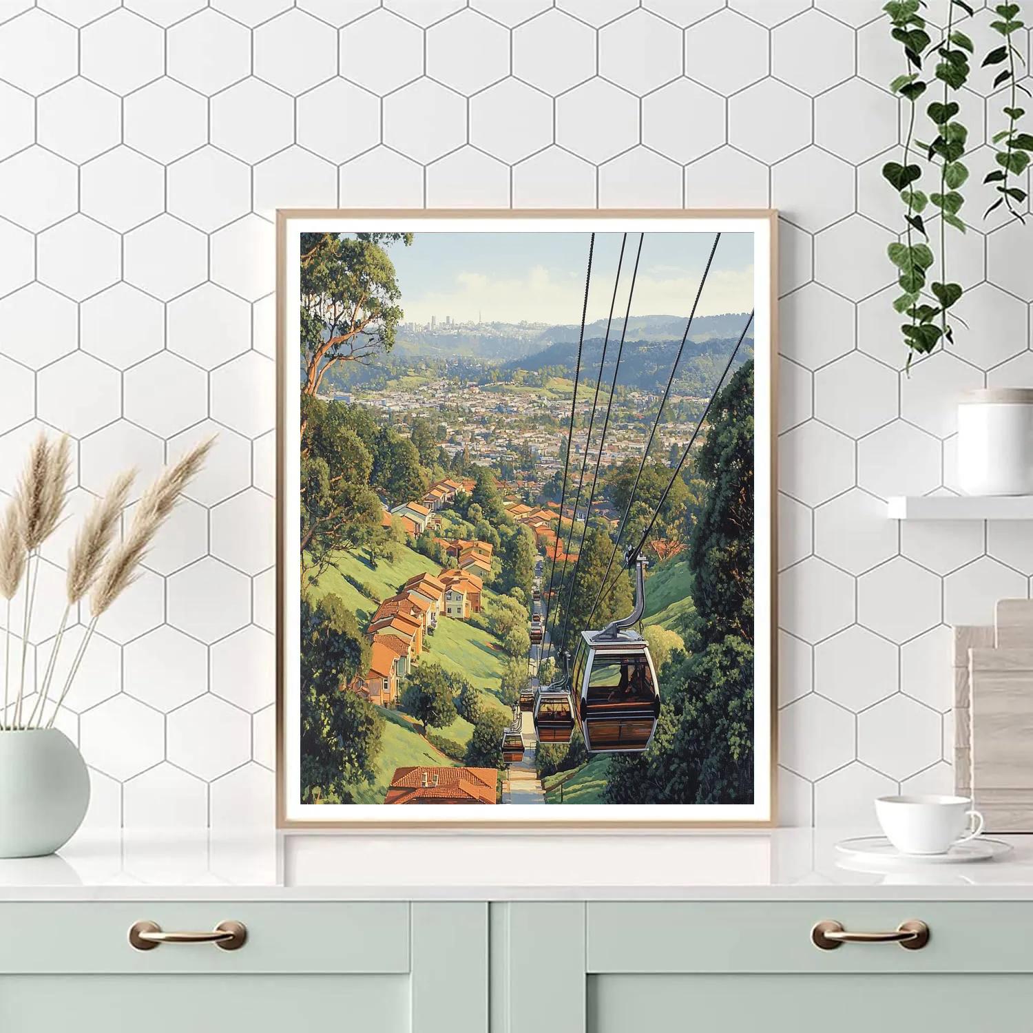 Medellin Metrocable Over Green Hills - Medellin, Colombia Painting by numbers kit