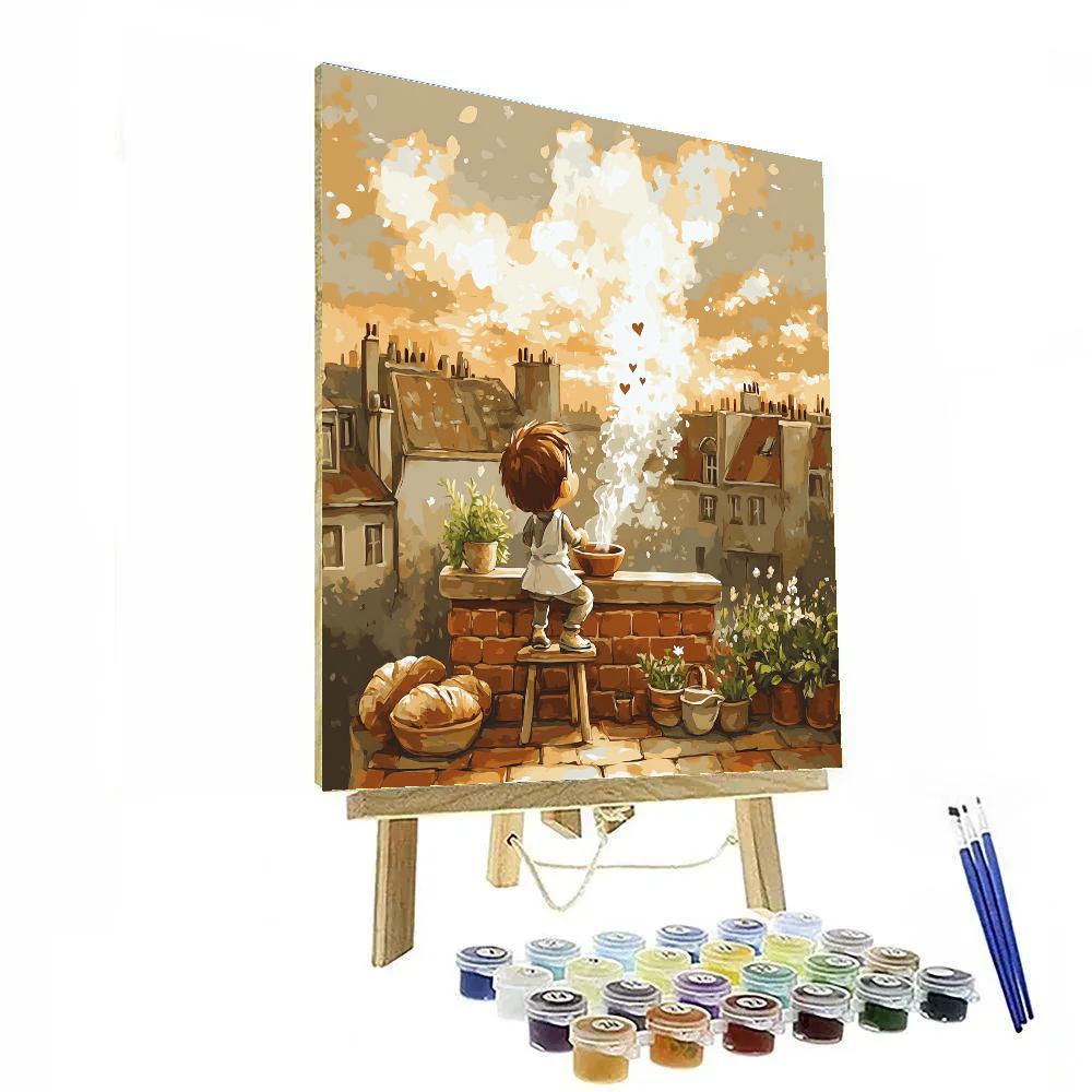 Remy Paris Rooftop Soup Steam Shapes painting number kit