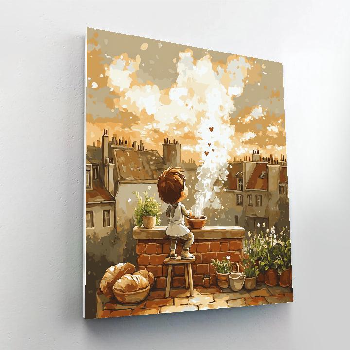 Remy Paris Rooftop Soup Steam Shapes painting number kit