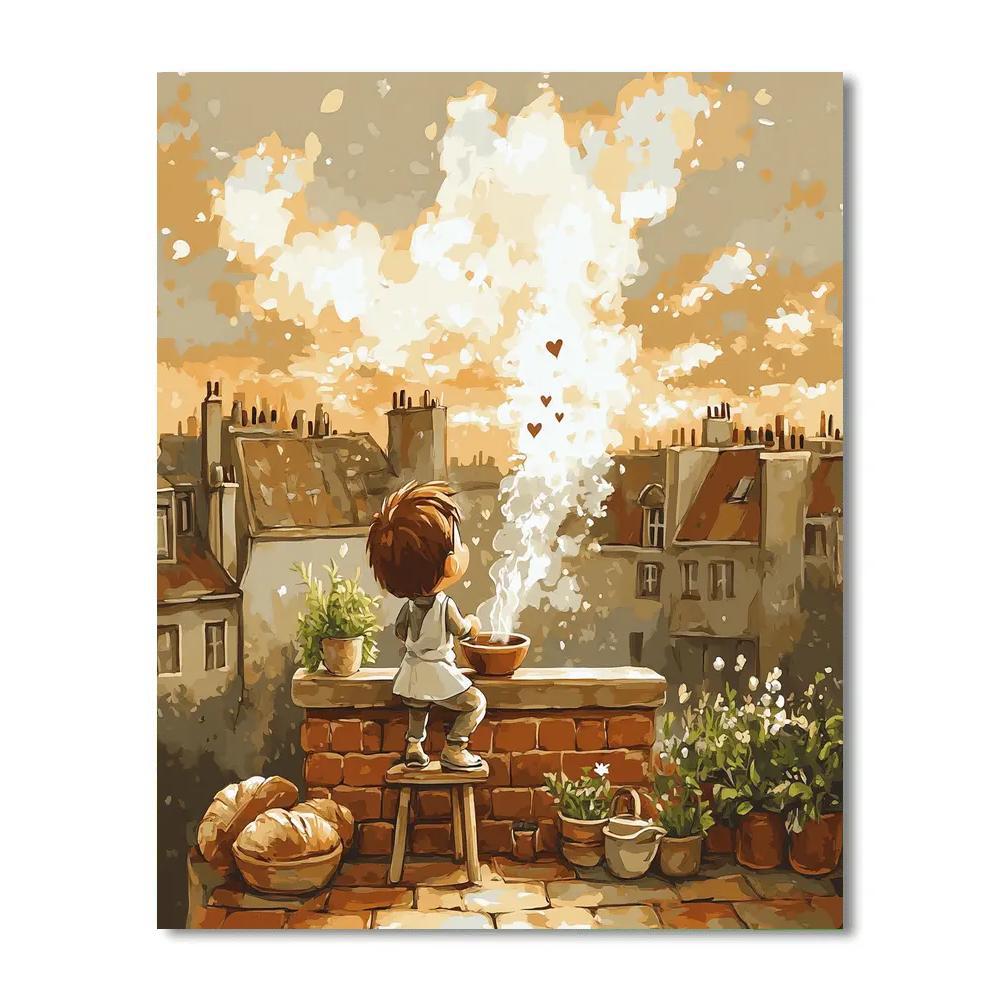 Remy Paris Rooftop Soup Steam Shapes painting number kit