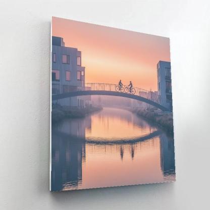 Copenhagen Bicycle Bridge At Sunrise - Copenhagen, Denmark paint by color
