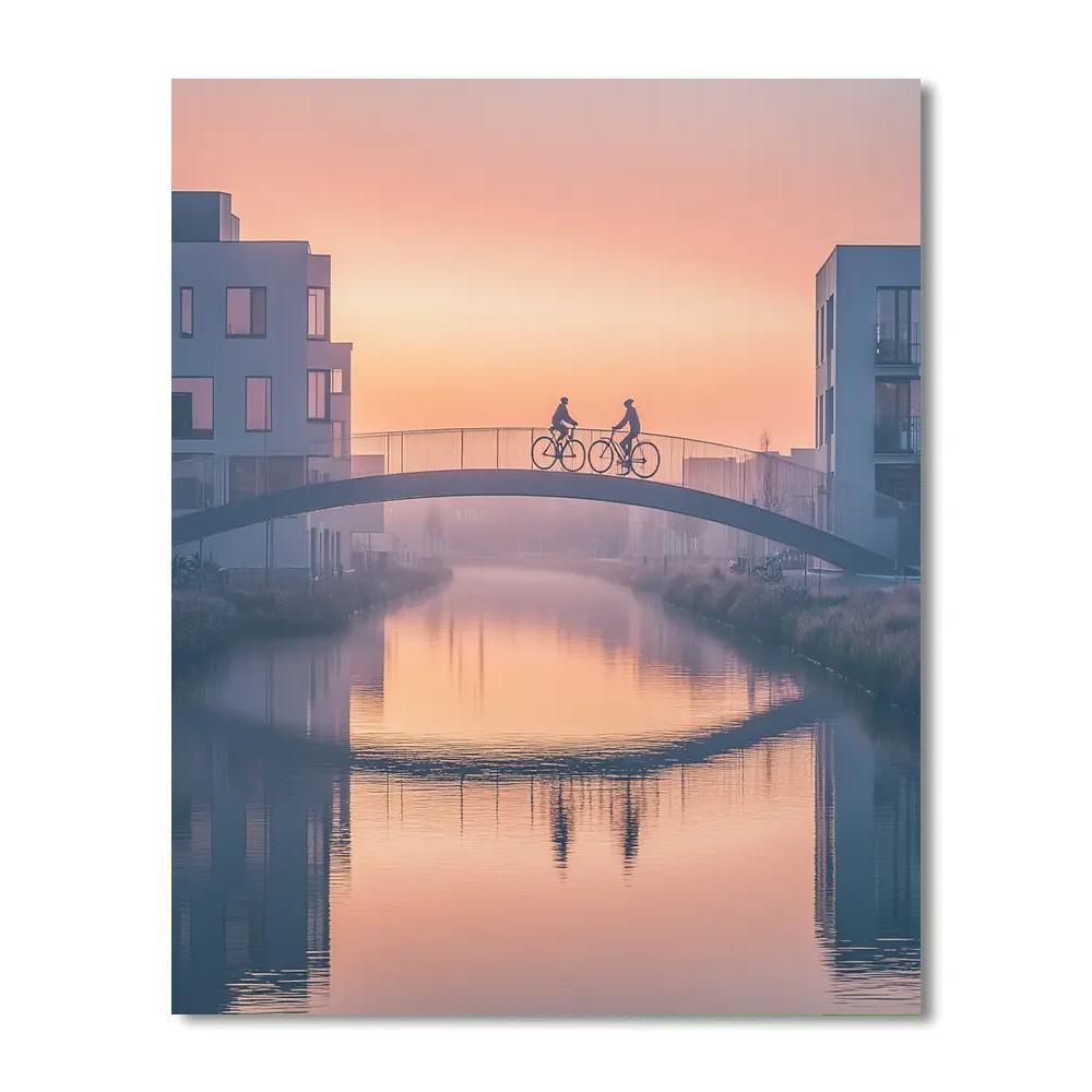 Copenhagen Bicycle Bridge At Sunrise - Copenhagen, Denmark paint by color