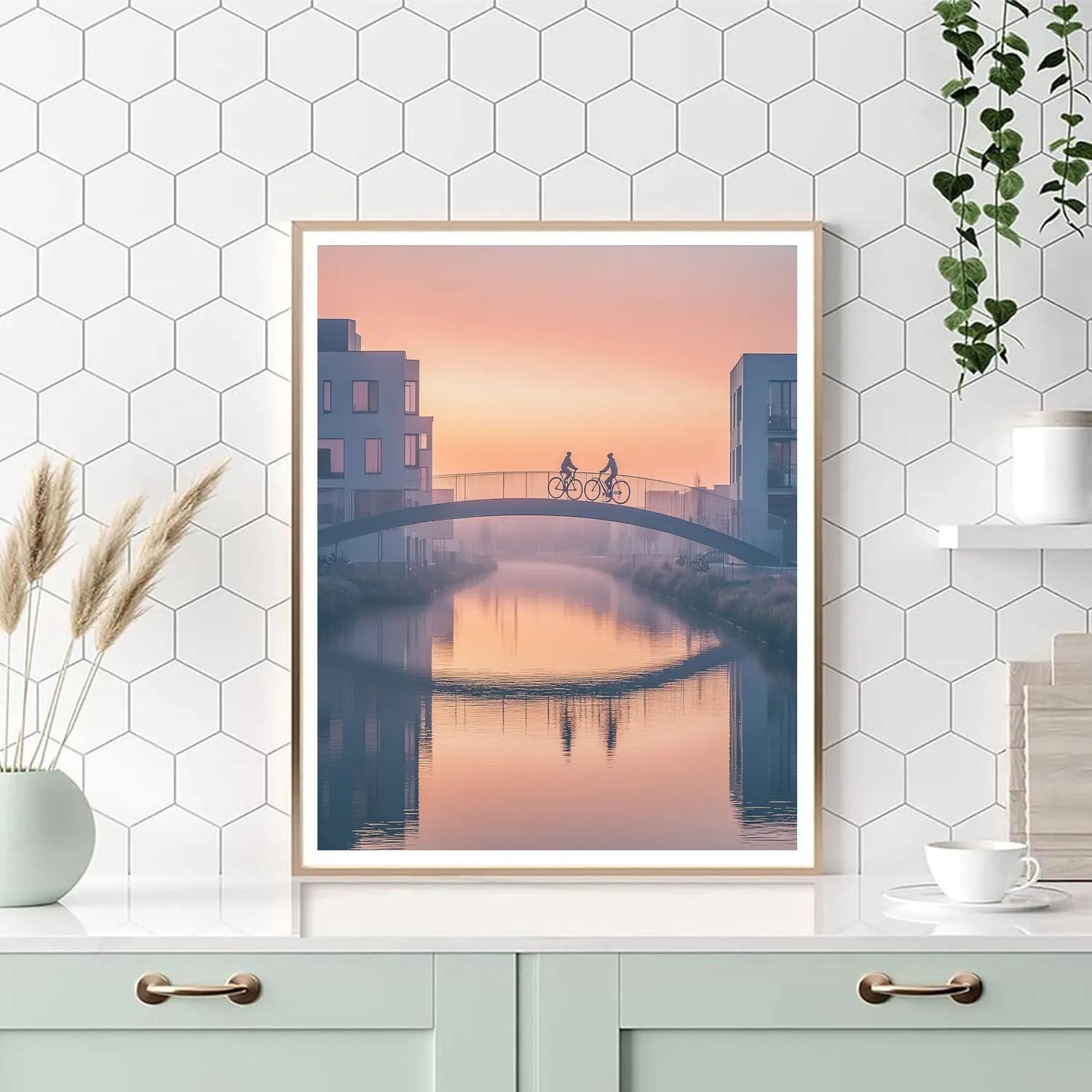 Copenhagen Bicycle Bridge At Sunrise - Copenhagen, Denmark paint by color