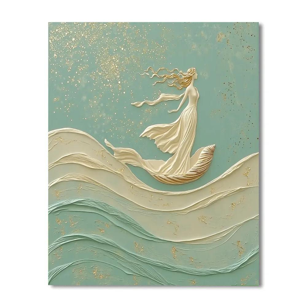 Botticelli Inspired Mythic Venus On A Comet Sea paint by color