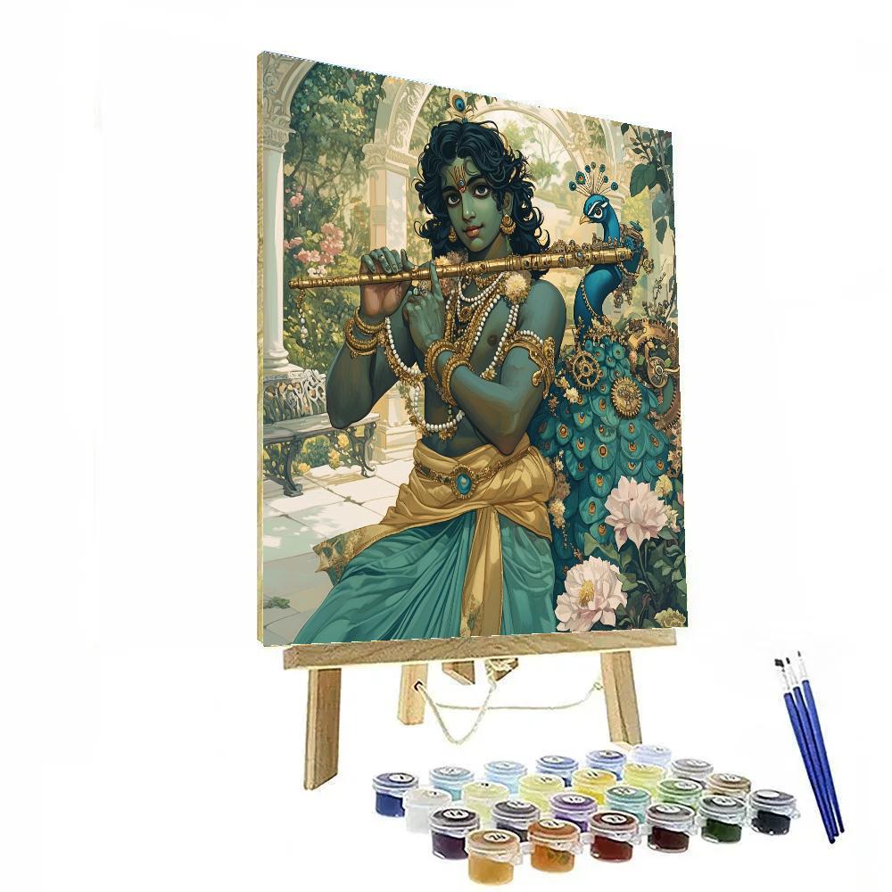 Krishna And The Clockwork Peacock Garden Paint by numbers kits