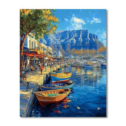 Cape Town V And A Waterfront With Table Mountain - Cape Town, South Africa paint by number