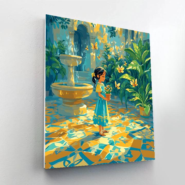 Mirabel Madrigal Butterfly Tile Courtyard DIY paint by numbers