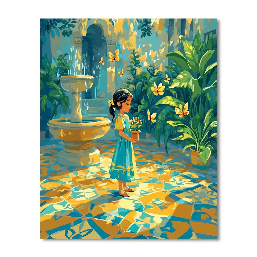 Mirabel Madrigal Butterfly Tile Courtyard DIY paint by numbers