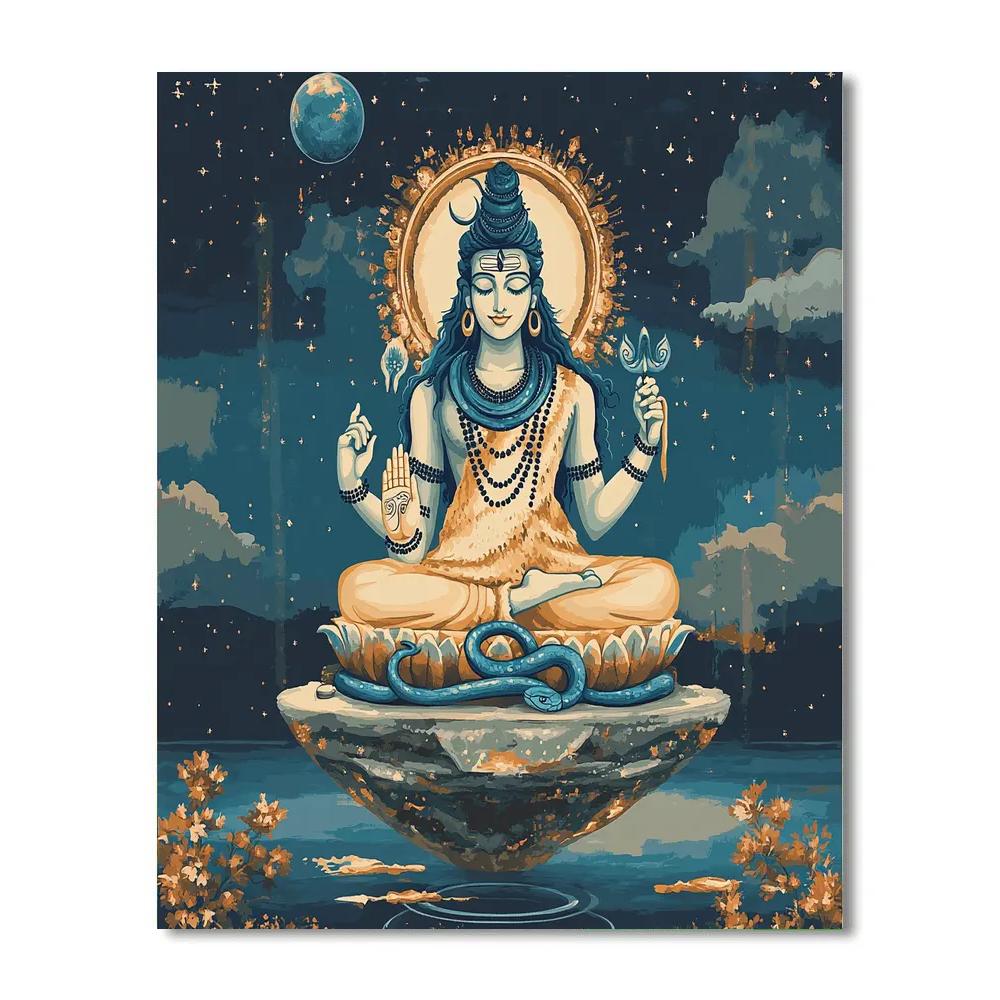 Temple Mural Of Shiva In Quiet Orbit painting number kit