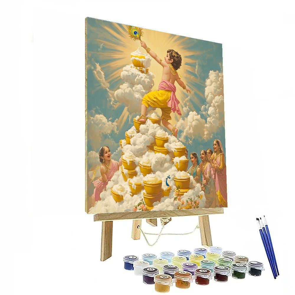 Krishna And The Mountain Of Butter Pots Numbered painting kits