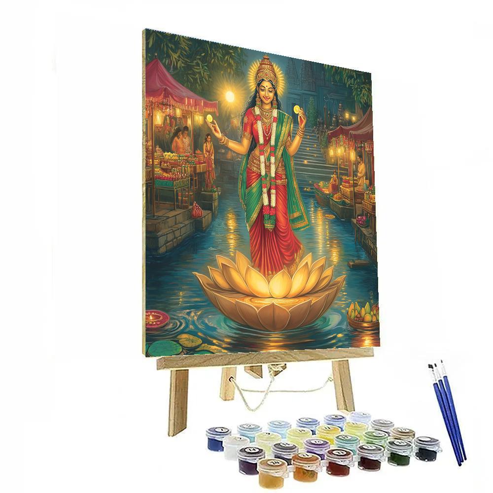 River Lantern Market With Lakshmi Blessing Paint by numbers kits
